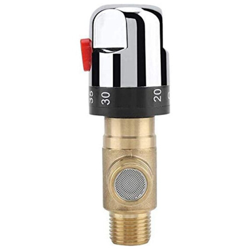 4X Thermostatic Mixing Valve Solid Brass G1/2 for Shower System Water Temperature Control Pipe Basin Thermostat Control 1