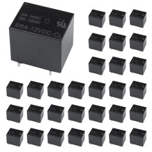 SONGLE 200 Pcs Relay 5 Pin SPDT SRA-12VDC-CL 12V Coil 20A Universal PCB New Black