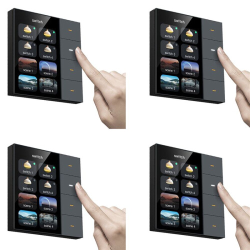 4pcs 3.5 Inch Wall  Touch Screen 4 Groups  8-Way Scene  Sensor Dimming  Curtain Tuya Zigbee A