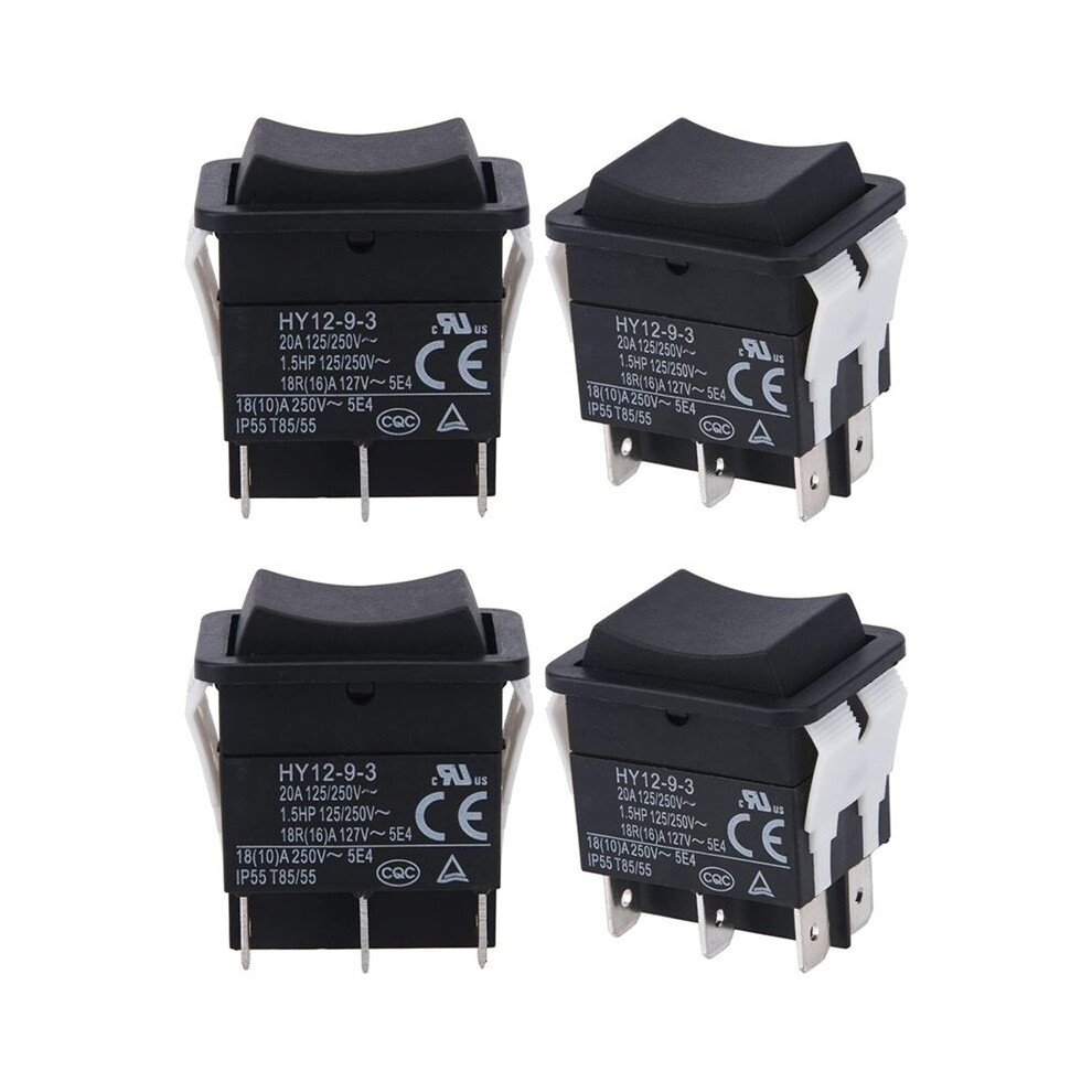 Rocker Hy12-9-3 6Pins Industrial Electric Rocker 125V/250V Pushbutton (4Pcs) 6033556460343