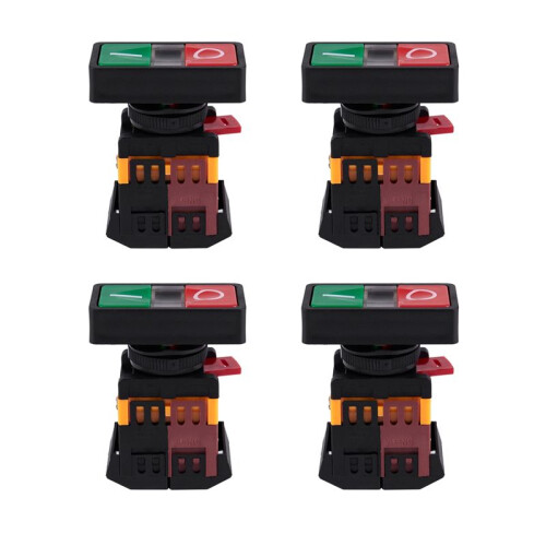 4X AC 220V Yellow Light -OFF START STOP Momentary Push Button  1 NO 1 NC