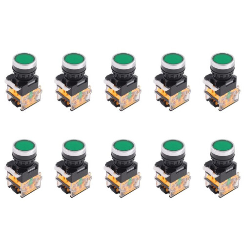10X LA38-11/203 Push Button Momentary Heavy Duty Power Press  Green