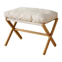 Folding Foot Stool with Soft Cushioned Seat, Stable X Leg, SpaceSaving Foldable Ottoman Beige
