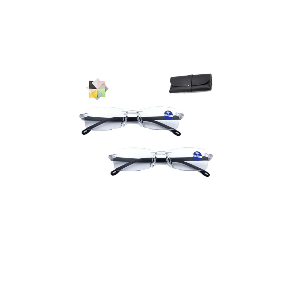 Self Adjusting Anti Blue Light Auto Zoom Dual Focus Reading Glasses for Women and Men, 2 Pack