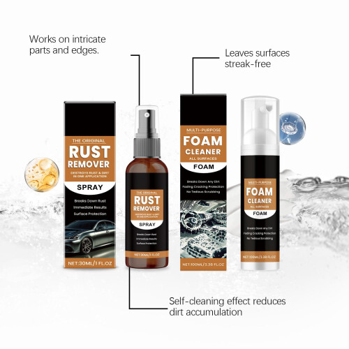 Rust Remover Spray 2 Pack Fast Rust Dissolution Metal and Car Cleaner MultiSurface Use 2