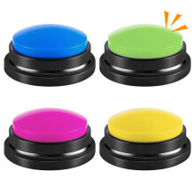 4 Pcs Recordable Answer Buzzers with 30Second Voice Recording Buttons for Classroom Games and Pet Training