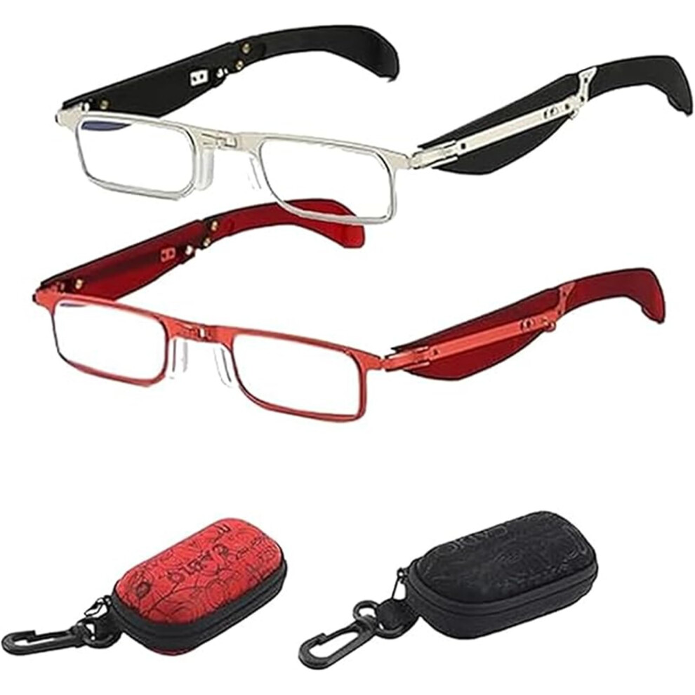 Blue/Light/Black Foldable Blocking Reading Glasses +350 Progressive Multifocal And Red Readers