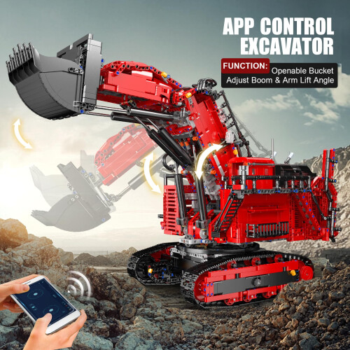 Remote Control Bulldozer Kit 4767pcs with Smart App Control, Motorized Excavator STEM Building Set 1