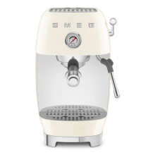 Smeg Espresso Coffee Machine with Cold Brew Function, 4 Pre-Set Espresso Settings, 15 Bar Pump, Cream and Stainless Steel, ECF03CRUK