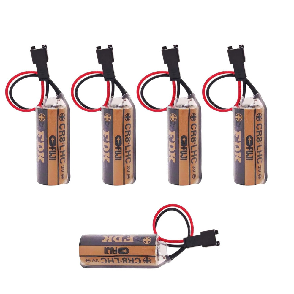5Pack Cr8.lhc 3V 2600Mah Nonrechargeable Batteries With Plug For Fuji Devices Black 9169991104096