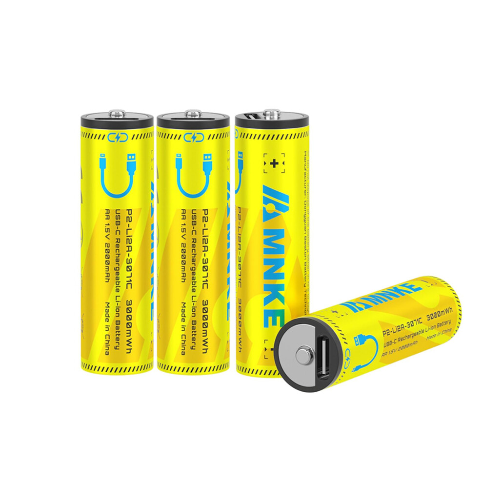 Aa Rechargeable Lithium Batteries 1.5V 3000Mwh Capacity Longlasting Power 4 Pack With Typec Charging 9169991104232