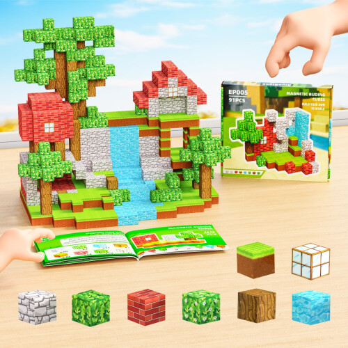 Magnetic Building Blocks Set for Kids STEM Learning with Ultraviolet Pattern Effects 91PCS 2