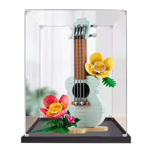 Acrylic Display Case for  31156 Violin, Clear Dustproof Box with 360 View and Stackable Base