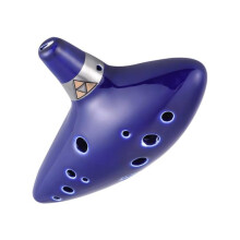 12 Hole Alto C Ocarina Blue Ceramic Precision Tuned with Songbook and Neck Cord for Beginners