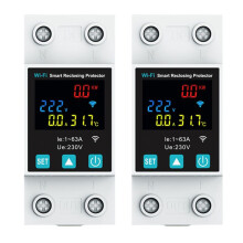 2X New 1P 1-63A Tuya WiFi Circuit Breaker LED Display with Power Metering Life Control Via Alexa Home