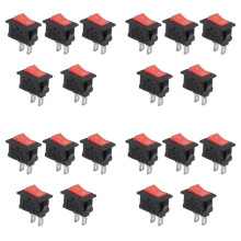 20 Pièces Marche-Arrêt KCD11 2Pin 2P Noir Rouge Bateau Voiture Interrupteur à Bascule 3A 250V 6A 125V AC Bouton KCD1-11 10X15 10X15 KCD117