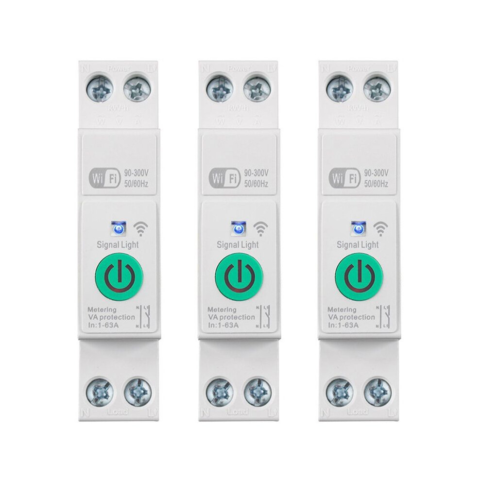3X Tuya Wifi Circuit Breaker 1P+N 63A Din Rail With Electricity Statistics Remote Voice Control 6032462181717