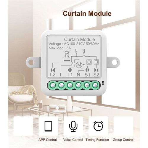 2X Tuya Zigbee  Curtain  Module Intelligent Circuit Breaker Support APP Remote Control for Curtain 1