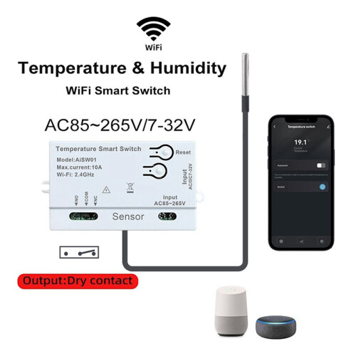 2X Tuya WiFi Temperature  Sensor 2.4G WiFi Temperature  Sensor   with 1M Temperature Probe 1