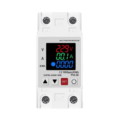 2X Din Rail Dual Display Adjustable over Voltage Current and Under Voltage Protective Device 1
