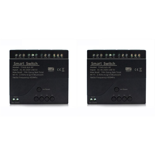2X Tuya 4CH Wifi  Relay  Module Access Control  APP RF Remote Control 433M Works with Alexa  Home