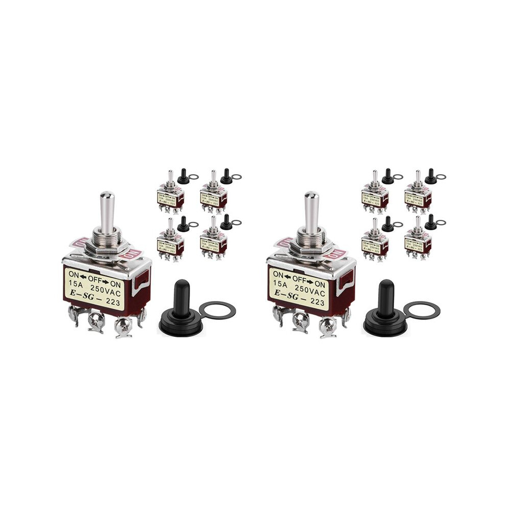 10Pcs Momentary Toggle 12V 3 Position 30A Dpdt ()-Off-() 6 Pin Car Toggle With Cover For Car Boat 4713940309633