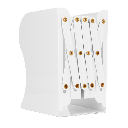Large White Metal Retractable Bookends - Slim Desk Support 2