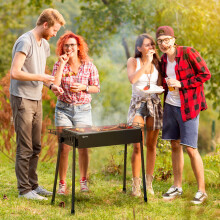 Outsunny Portable Charcoal Barbecue Grill with Seasoning Baskets and Hooks