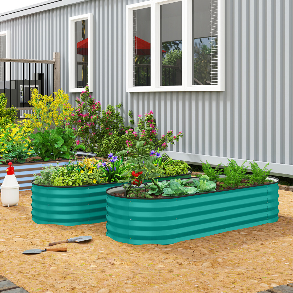 Outsunny (150 X 60 X 30 Cm, Green) Set Of 2 Raised Beds For Garden