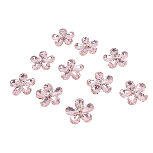 10PCS Flower Rhinestones Flat/Slick Bottom Clear