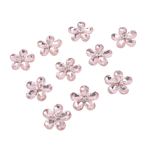 10PCS Flower Rhinestones Flat/Slick Bottom Clear 1