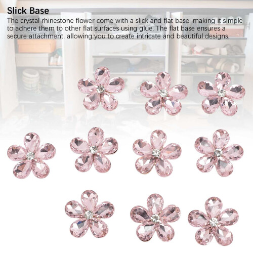 10PCS Flower Rhinestones Flat/Slick Bottom Clear 2