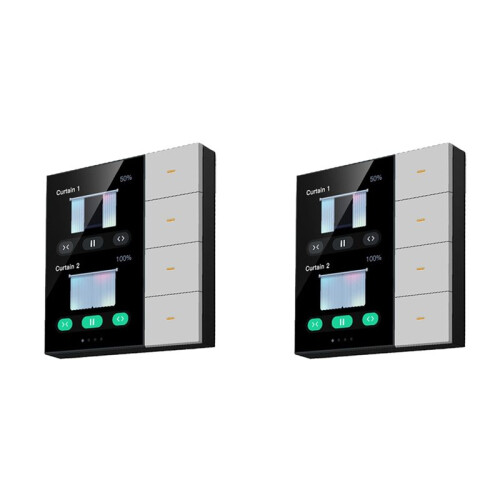 2Conjunto Interruptor de Parede Inteligente de 3,5 Polegadas com Tela Sensível Ao Toque, 4 Grupos, Interruptor de 8 Vias, Sensor de , Cortina