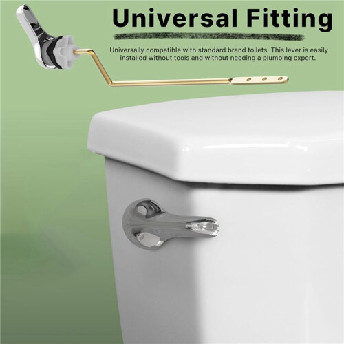2X Toilet Handle Brass Lever Flush Replacement Kit with Flapper Chain, Toilet Tank Lever Universal Fitting (Side Mount) 2