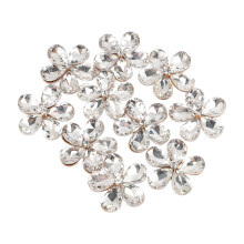 10Pcs Clear Flower Rhinestones Flat-Back Charms