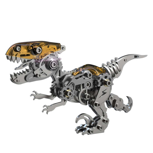 Metal Dinosaur Model Kit with Interactive Moving Joints, Steampunk Velociraptor 3D Puzzle 160PCS 1