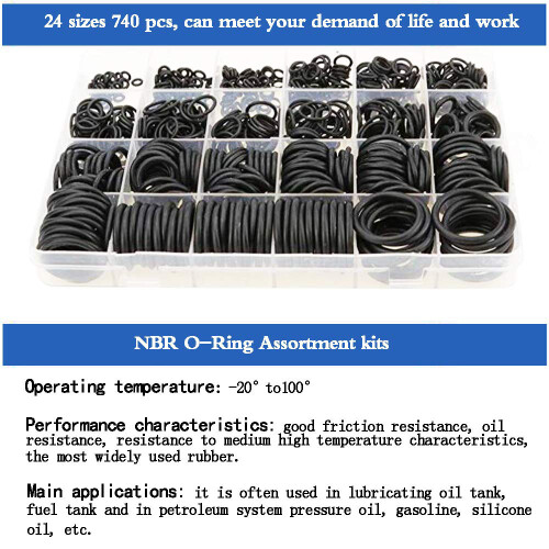 740Pcs Rubber O-Ring Kit 24 Sizes Seals for Garages, Ordinary Plumbers 1