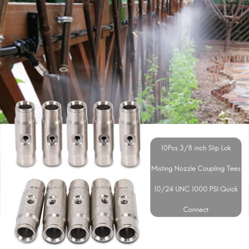 10 Peças 3/8 Polegadas Slip Lok Misting Nozzle Coupling Tees 10/24 UNC 1000 PSI Quick Connect 2