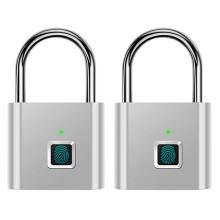 2X Cadeado de Impressão Digital, Bloqueio de Impressão Digital Portátil Anti-Roubo de Carregamento USB