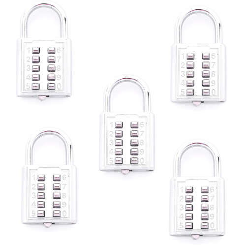 5X Anti-Theft Button Combination Padlock Digit Push Password Lock Zinc Alloy Security Lock 1