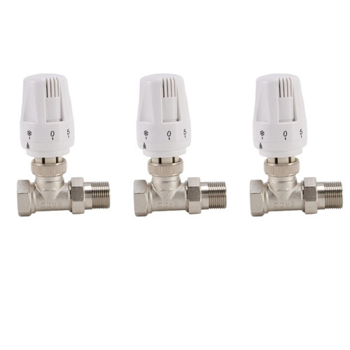3X Válvula de Radiador Termostática de Latão de 3/4 Polegadas Reta Tipo DN20 Válvula de Controle Automático de Temperatura Aquecimento de Piso