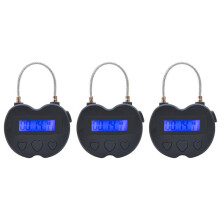 3X Lock LCD Display Lock USB Rechargeable Temporary Timer Padlock Travel Electronic Timer Black