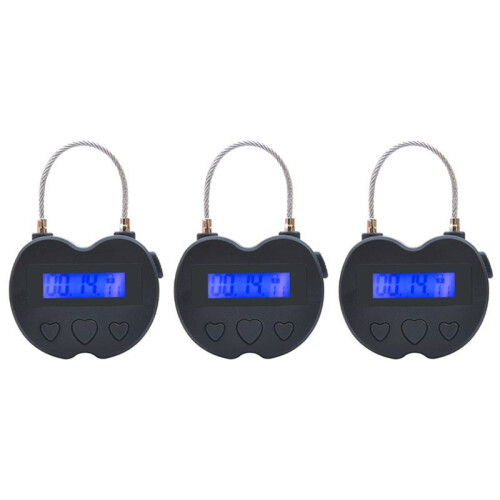 3X   Lock LCD Display  Lock USB Rechargeable Temporary Timer Padlock Travel Electronic Timer Black