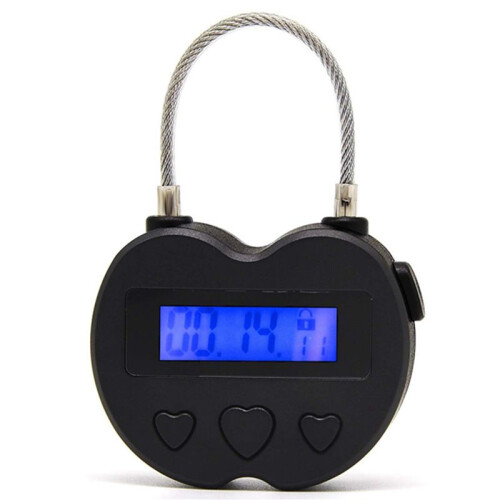 3X   Lock LCD Display  Lock USB Rechargeable Temporary Timer Padlock Travel Electronic Timer Black 1