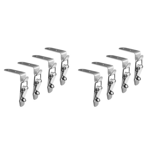 2X 90 Degrees Duck-Mouth Buckle Hook Lock Spring Loaded Draw Toggle  Clamp Silver Hasp  Catch B