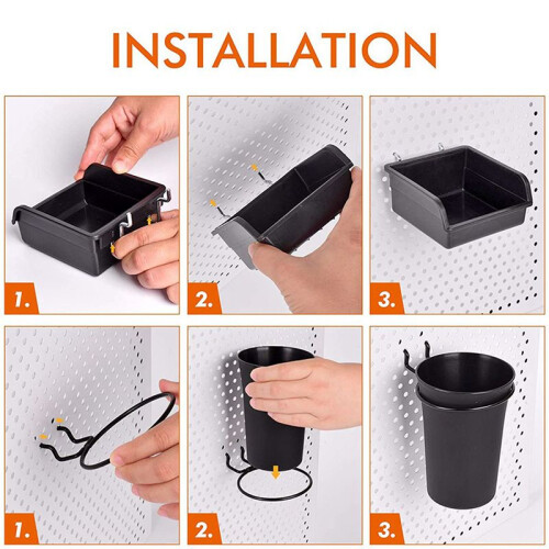Pegboard Bins Peg Board Cups with Hooks & Loops 24 Pack,Assortment Organizer Accessory,Tools Storage Arrange System Kit 2