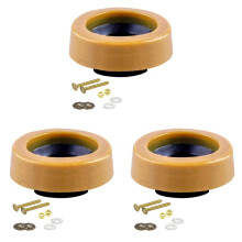 3X Toilet Wax Ring Kit for Floor Outlet Toilets New Install or Re- with Flange and Bolts