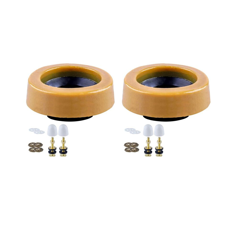 2X Toilet Wax Ring Kit For Floor Outlet Toilets New Install Or Re- Include Closet Bolts,Bolt Caps,Flange And Washers 6031487793288