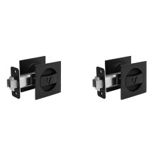 2X Pocket Door Lock, Matte Black Contemporary Privacy Square Pocket Door Hardware, Black Sliding Pocket Door Lock
