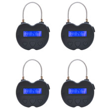 4X Lock LCD Display Lock USB Rechargeable Temporary Timer Padlock Travel Electronic Timer Black